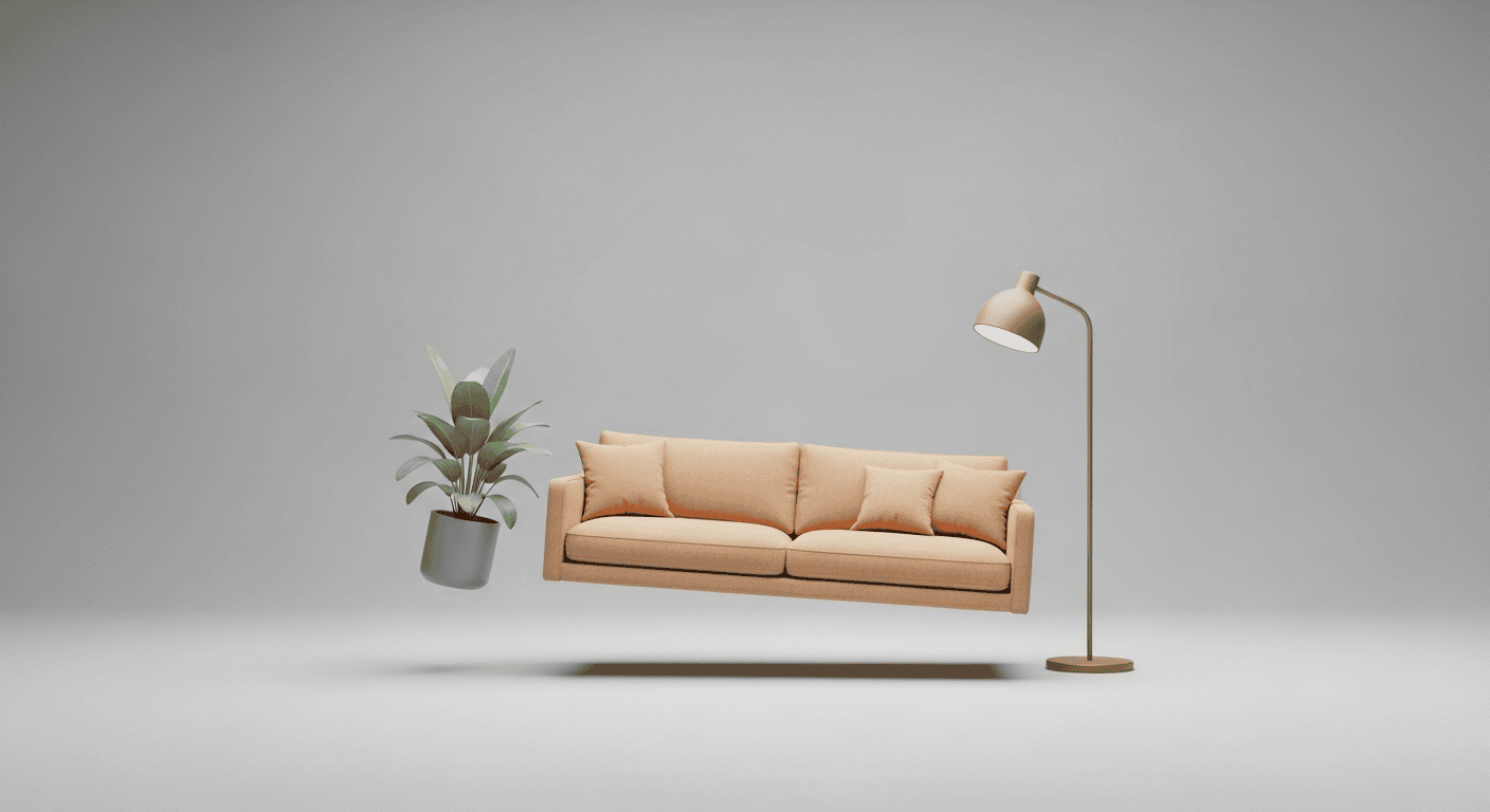 AIインテリアデザインツールで部屋を変えるイメージ