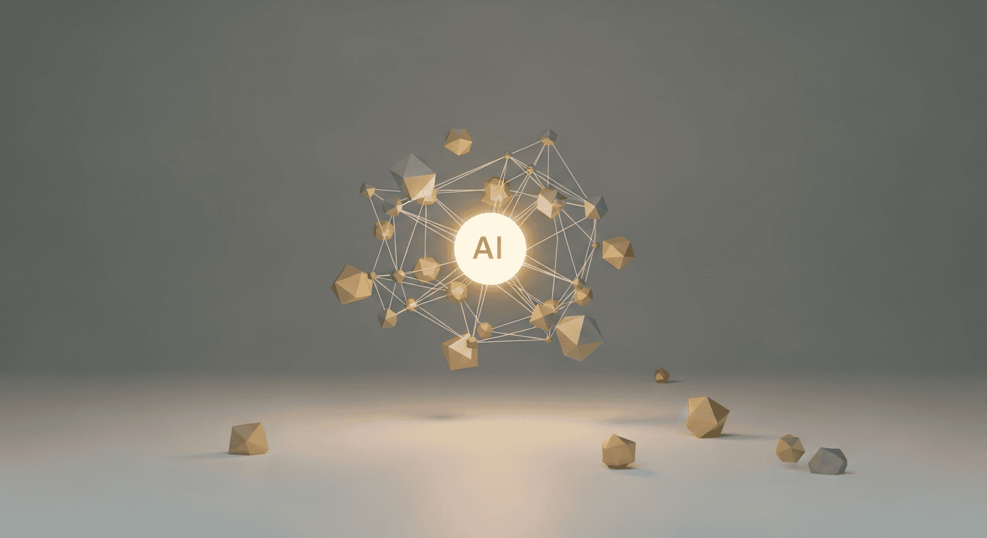 Manus AIの仕組みを表す抽象的な3Dビジュアル