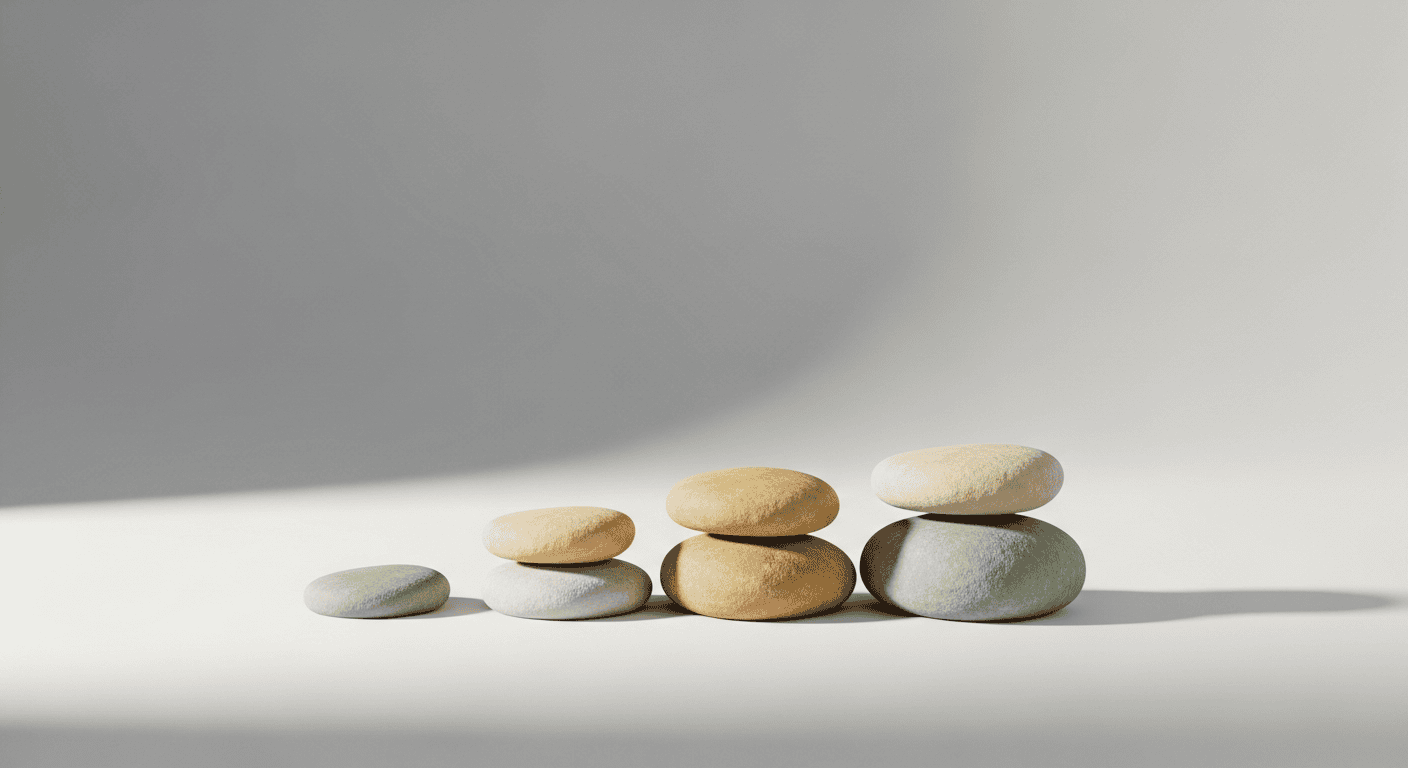 ステップバイステップで進む様子を表す3Dオブジェクト