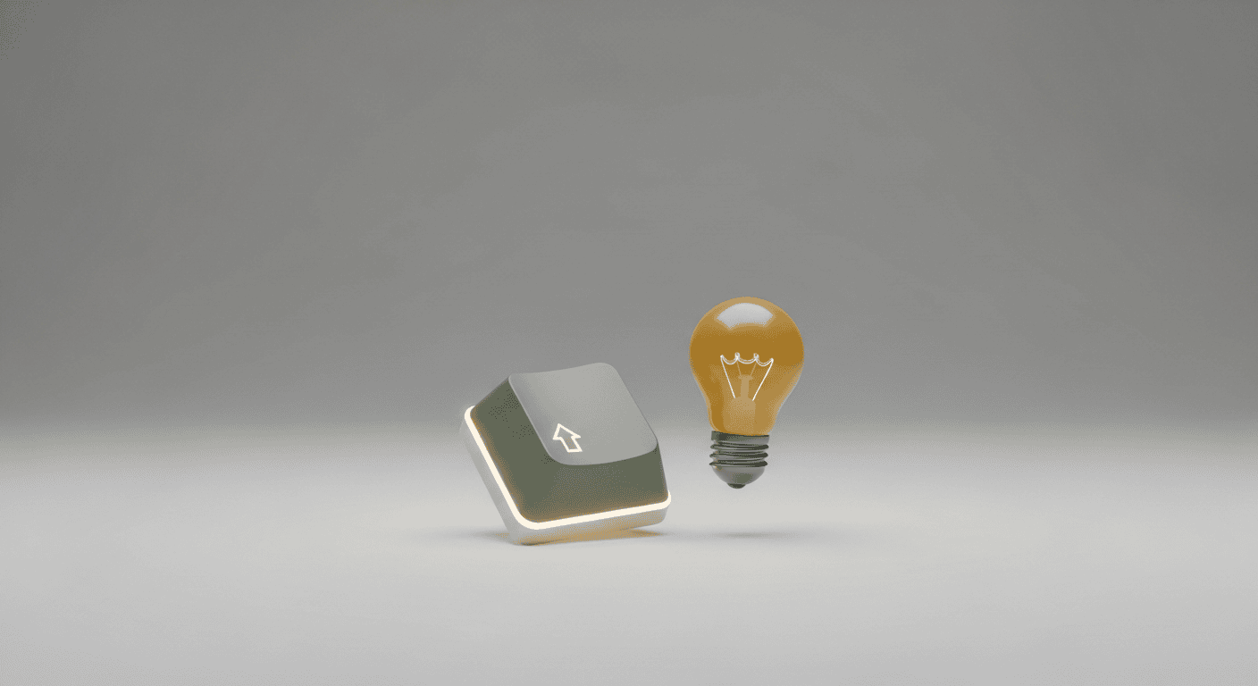 プロンプト入力を象徴するミニマルな3Dキーボードとテキスト