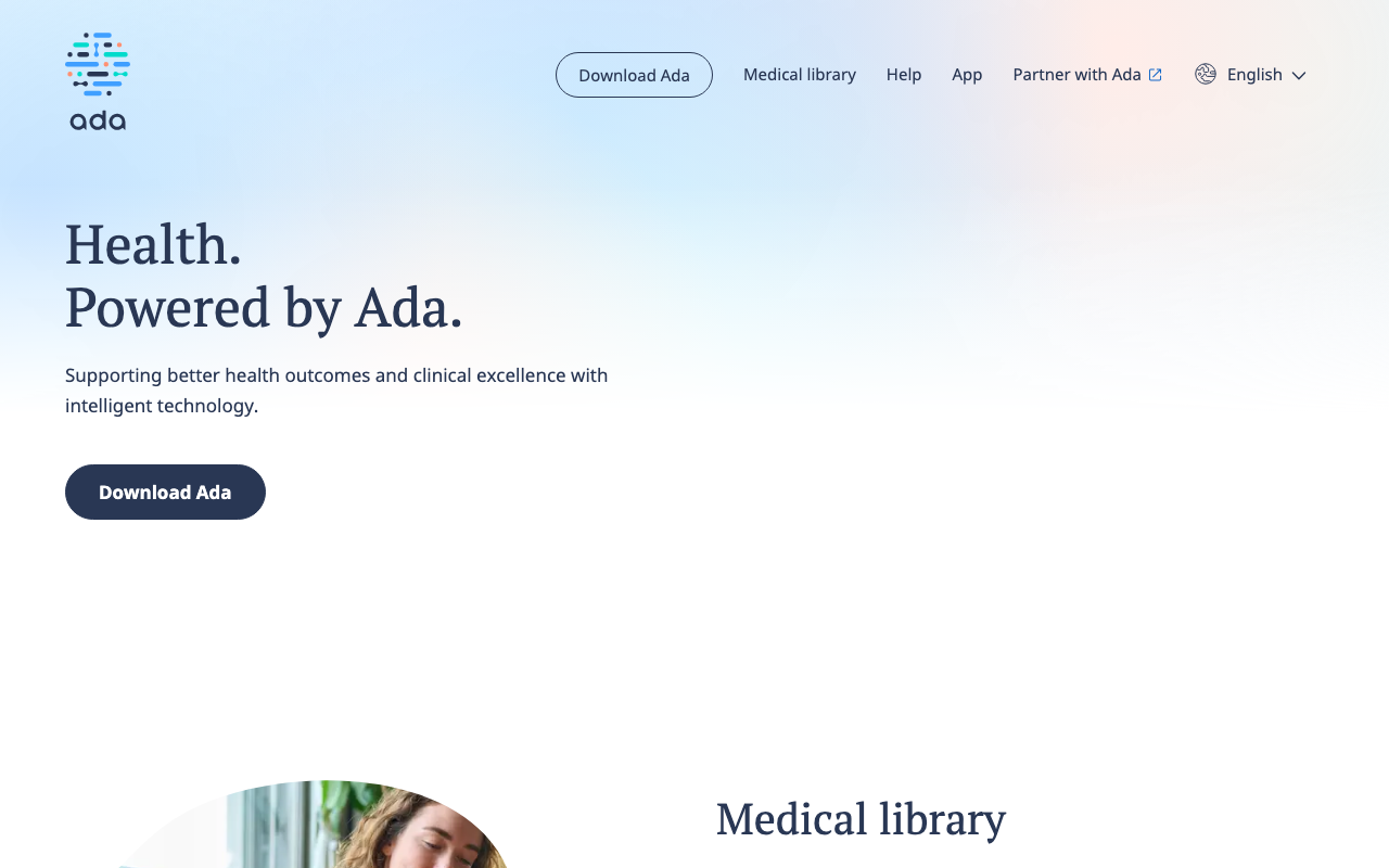 Ada Healthの公式トップページ