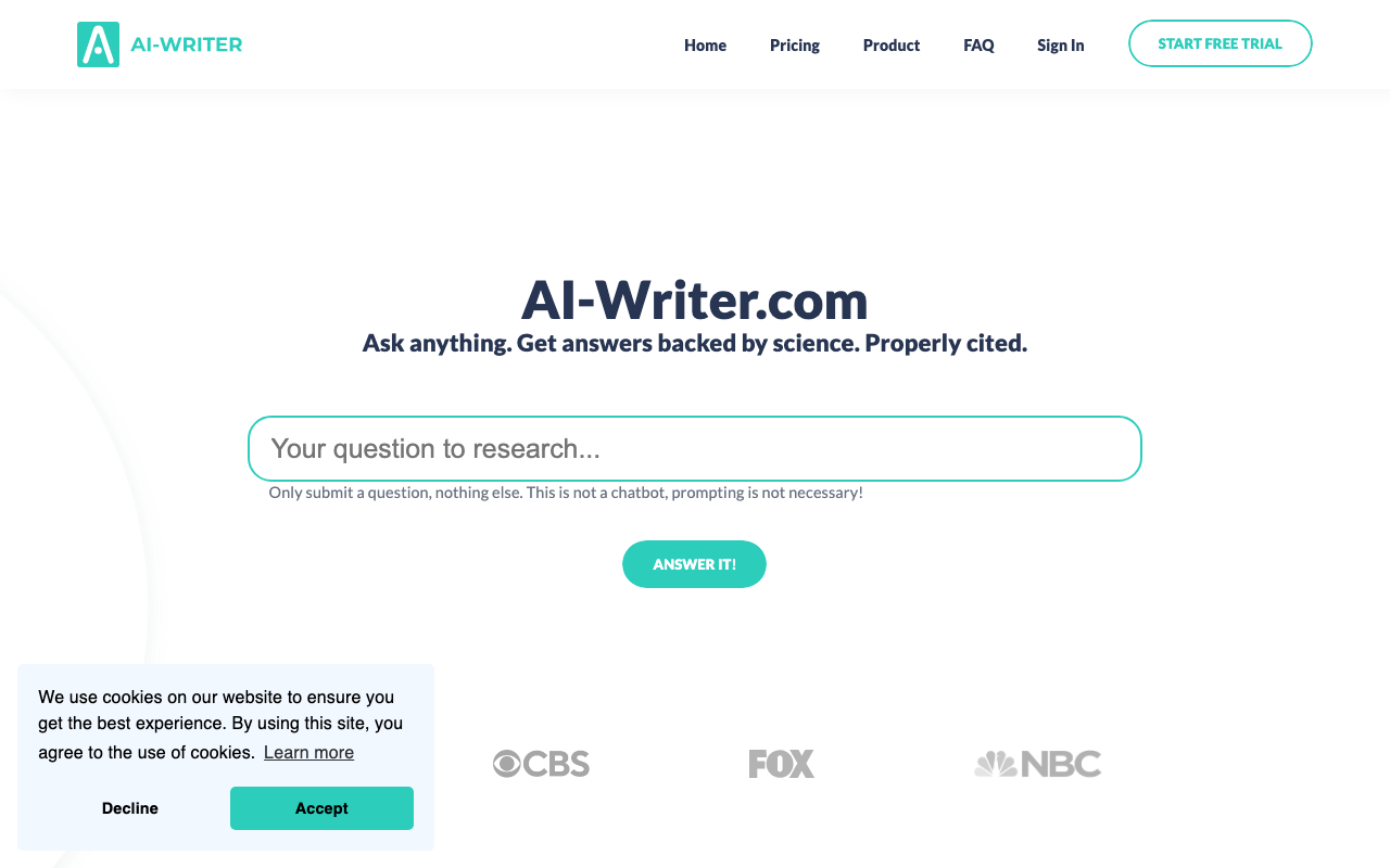 AI Writerの公式トップページ