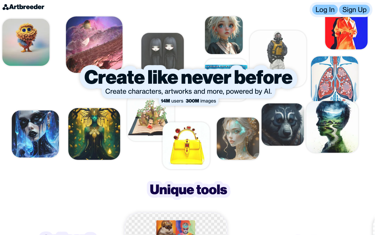 Artbreederの公式トップページ