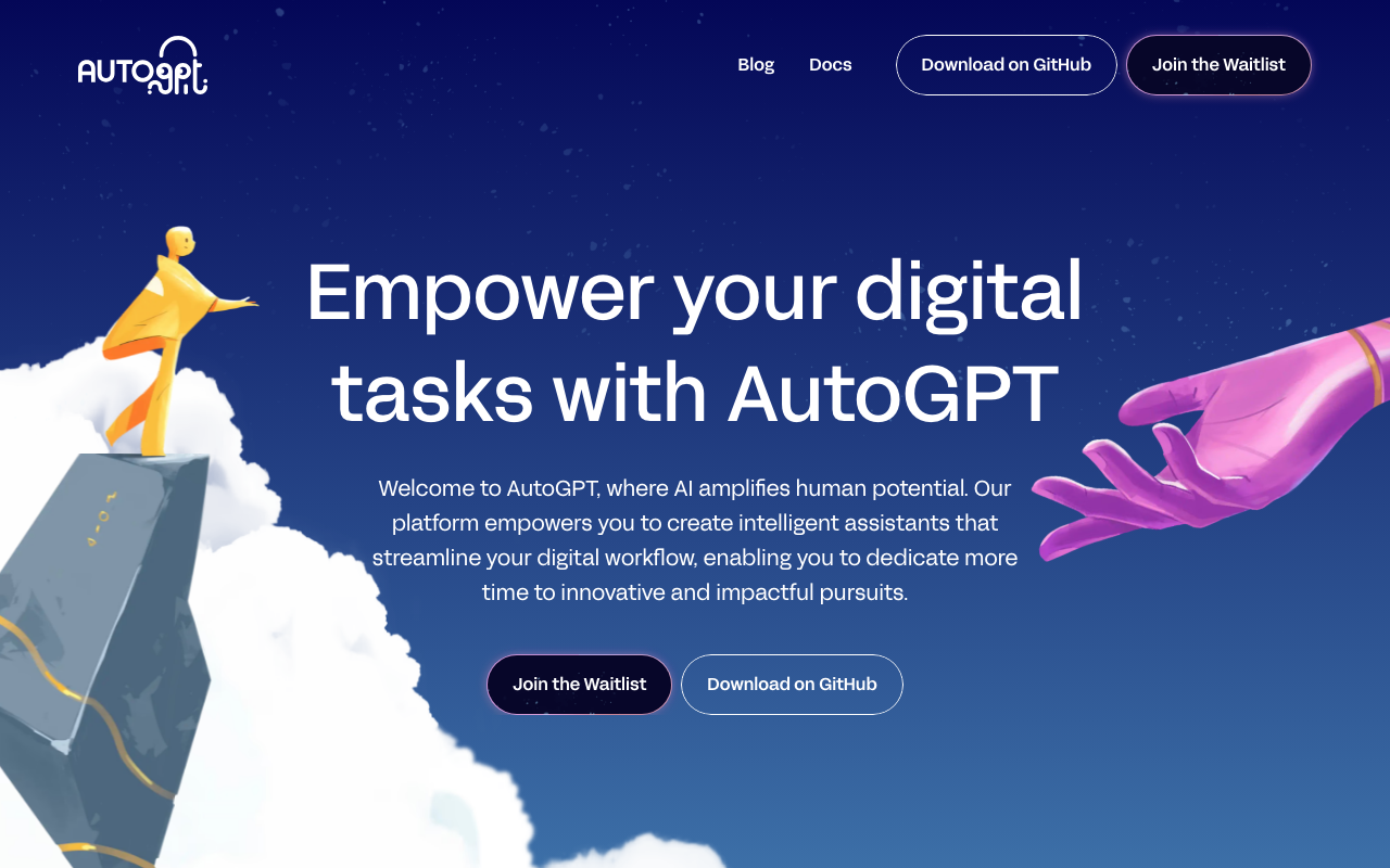 AutoGPTの公式トップページ