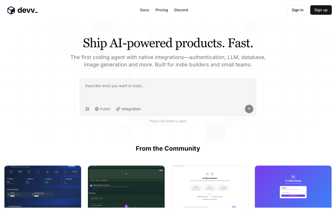 Devv.aiの公式トップページ