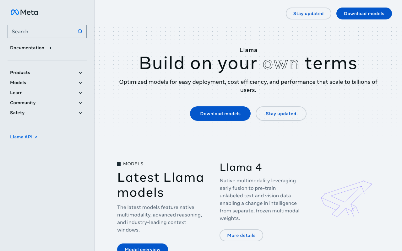 Meta Llama 3の公式トップページ