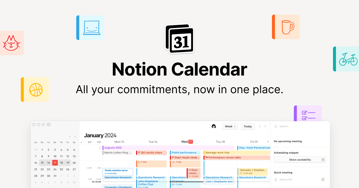 Notion Calendarの公式トップページ
