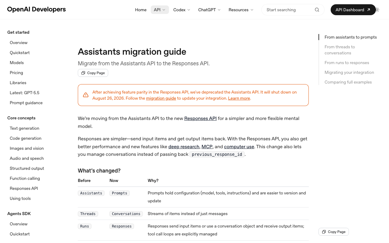 OpenAI Assistantsの公式トップページ