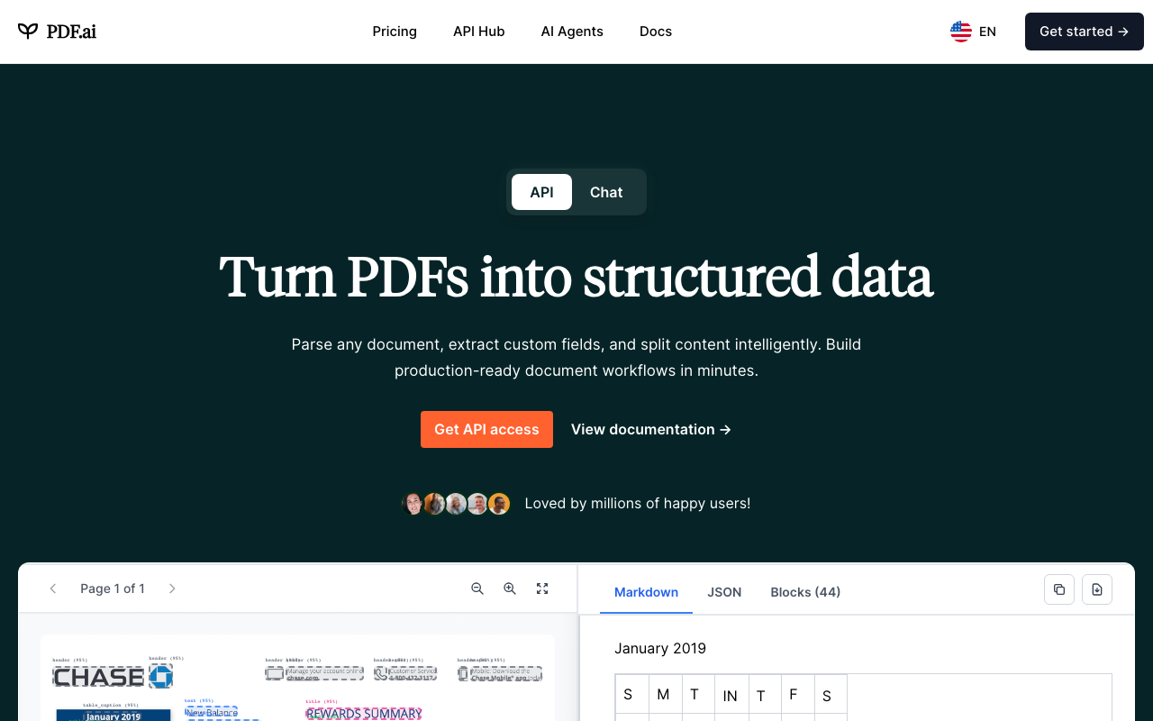 PDF.aiの公式トップページ