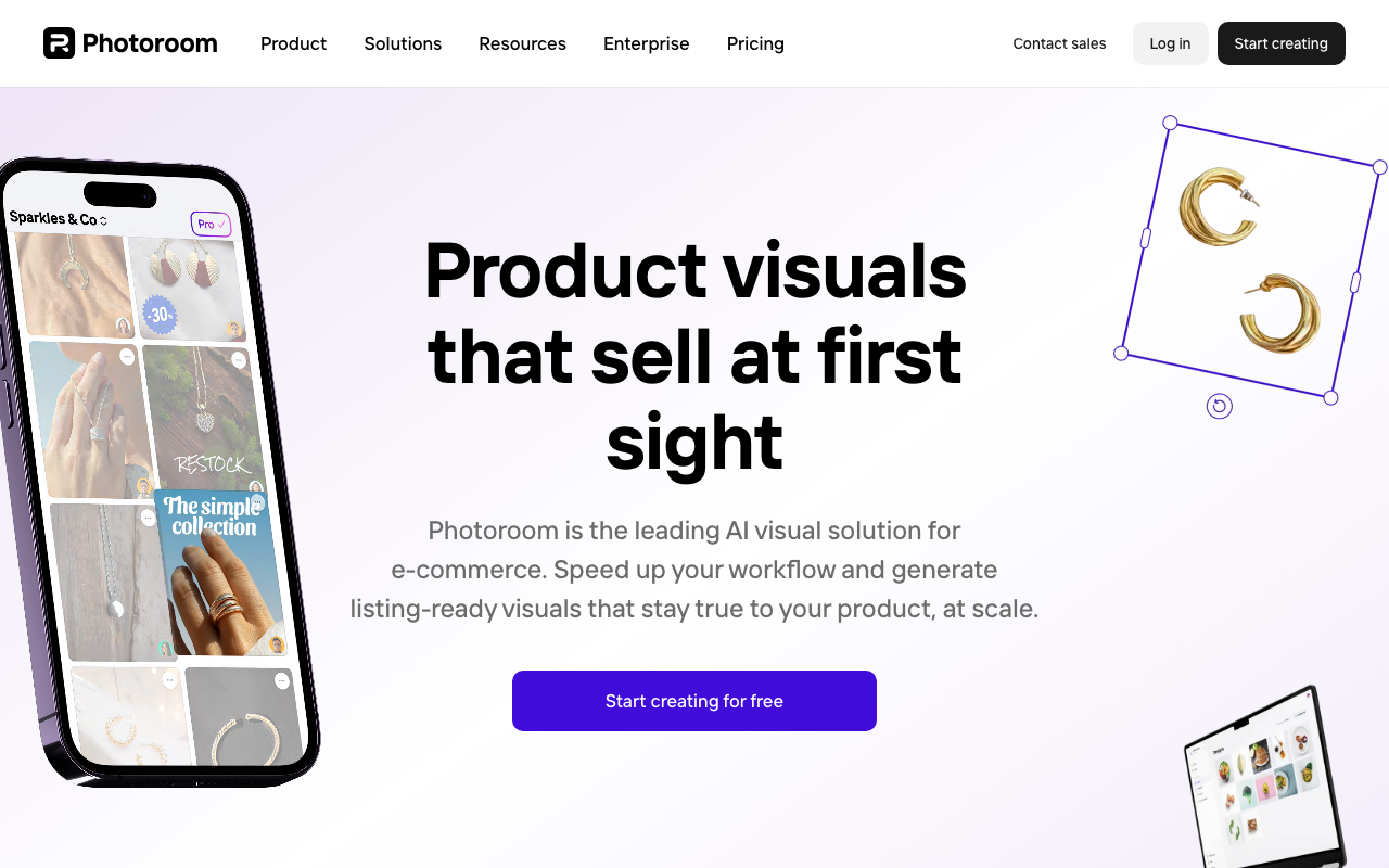 PhotoRoomの公式トップページ