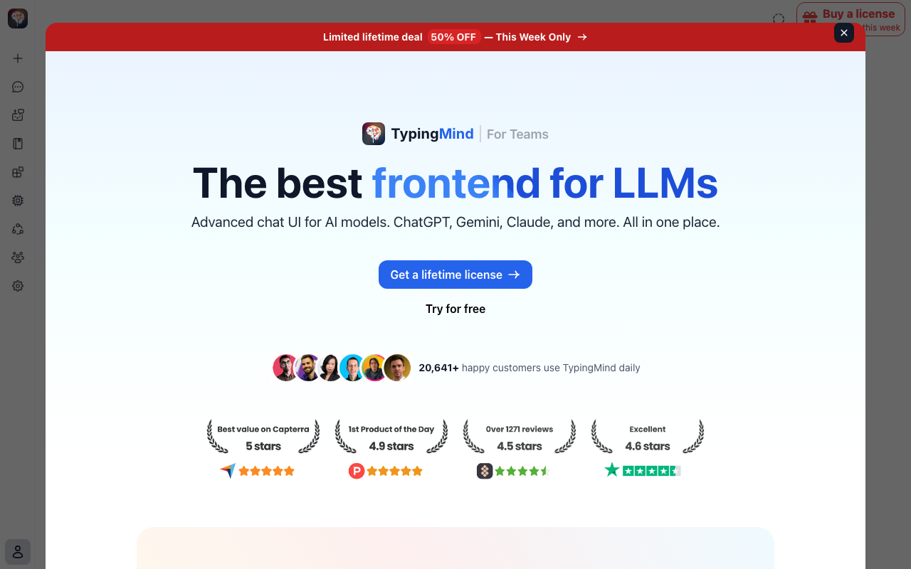 TypingMindの公式トップページ
