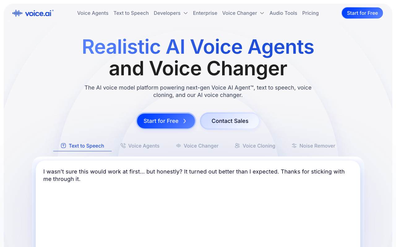 Voice.aiの公式トップページ